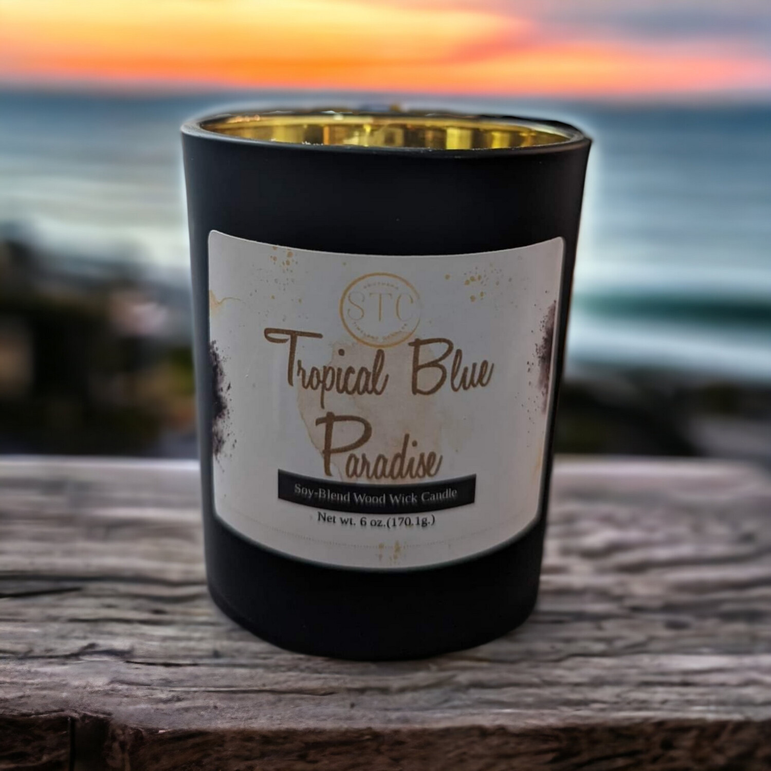 Tropical Blue Paradise Wood Wick Candle
