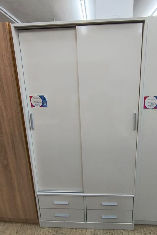 ARMARIO 2 PUERTAS 4 CAJONES CORREDERO BLANCO