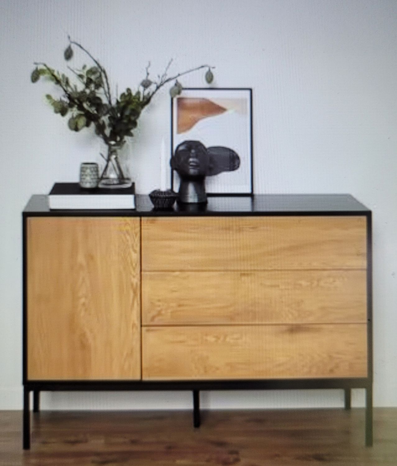 AC Design Sideboard Seaford 120 x 40 x 82 cm, Nature/Schwarz