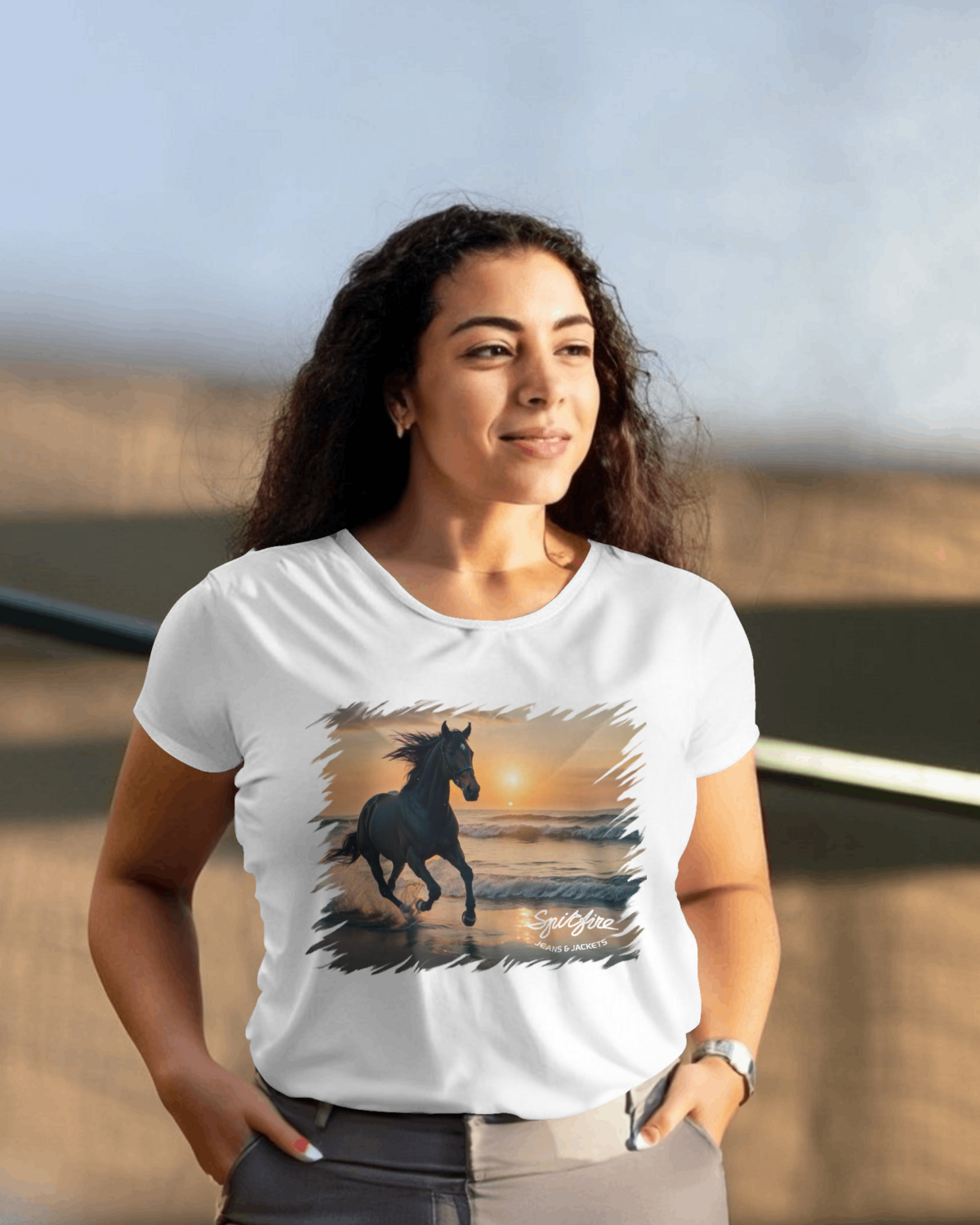 Maglietta bianca con stampa spitfire