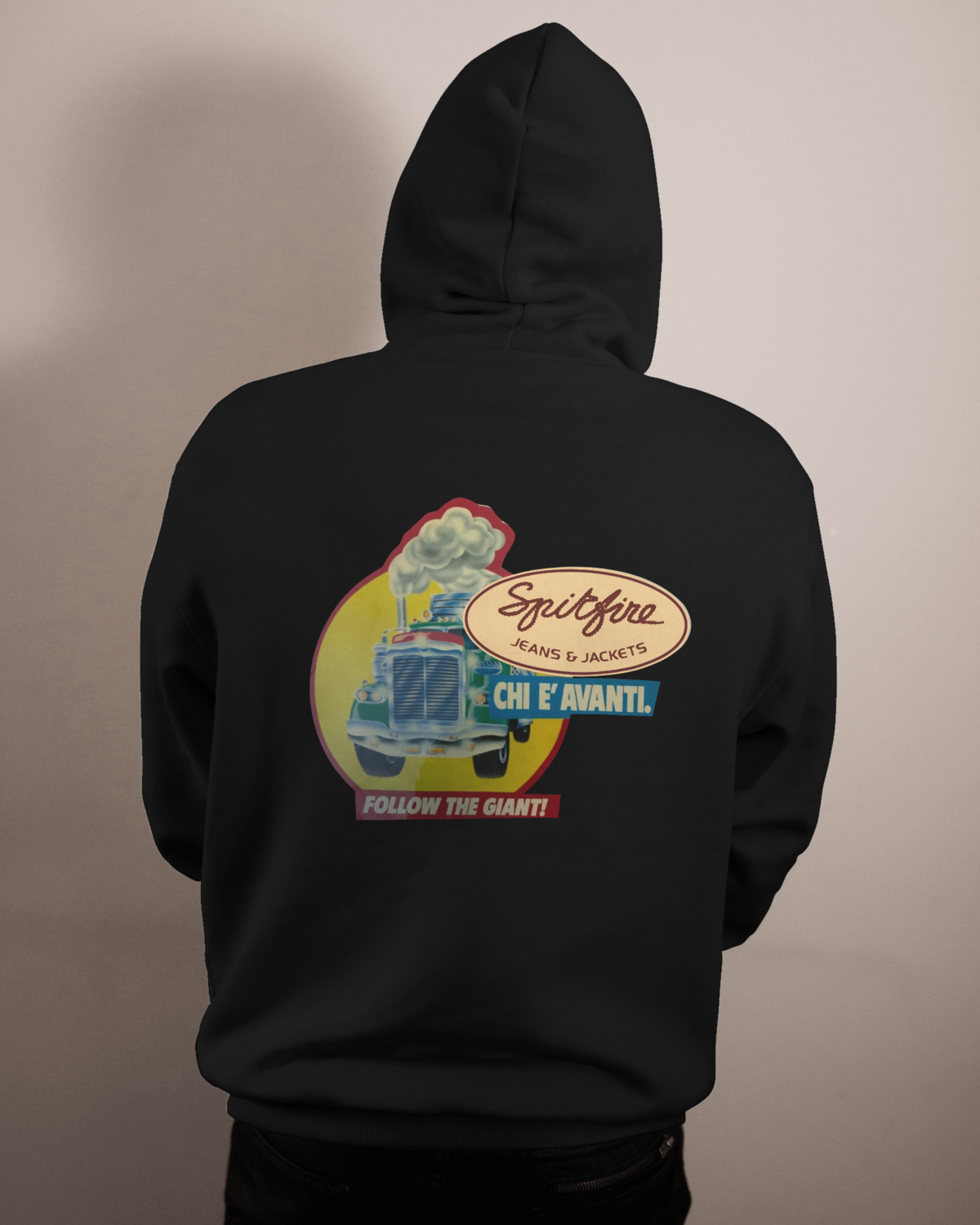 Felpa con cappuccio e marsupio con stampa spitfire sia davanti che retro