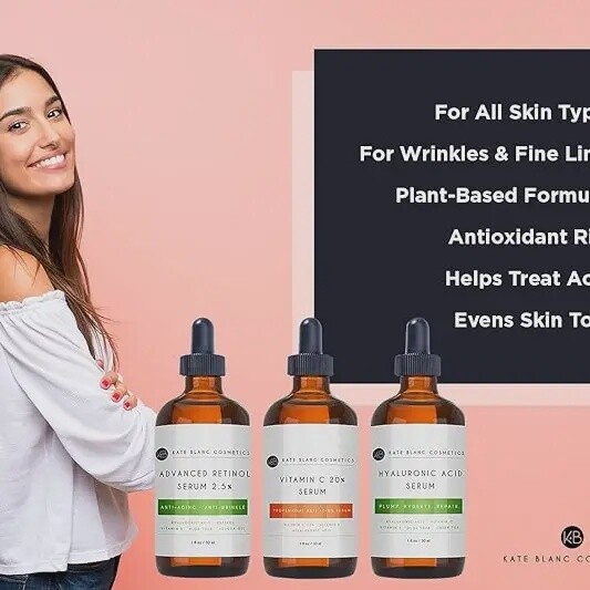 Kate Blanc Anti Aging Serum Set (Vitamin C, Retinol, &amp; Hyaluronic Acid)