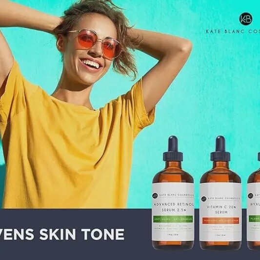Kate Blanc Anti Aging Serum Set (Vitamin C, Retinol, &amp; Hyaluronic Acid)