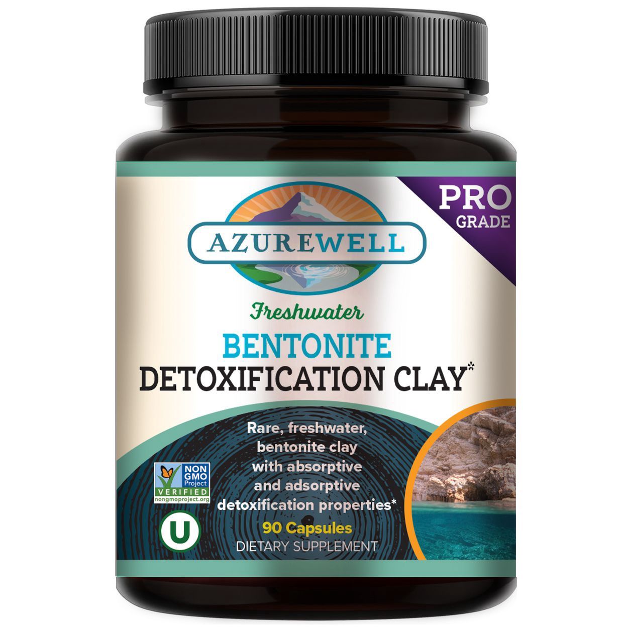 AzureWell Bentonite Detoxification Clay (Freshwater) - 90 caps