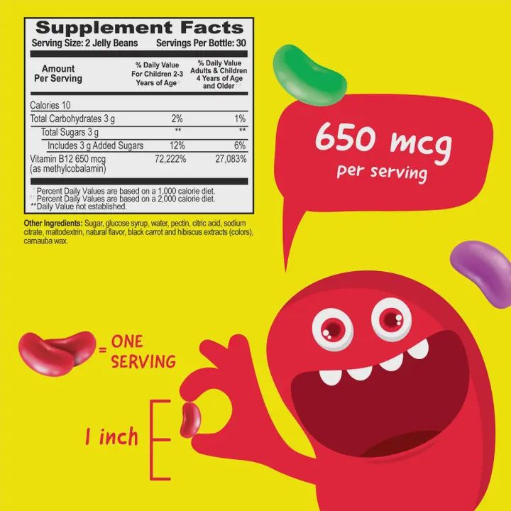 Kids Vitamin B12 Jelly Beans, Cellular Energy