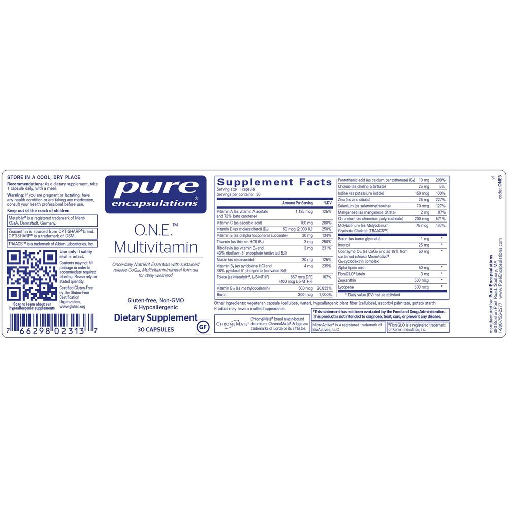 O.N.E. Multivitamin Pure Encapsulations