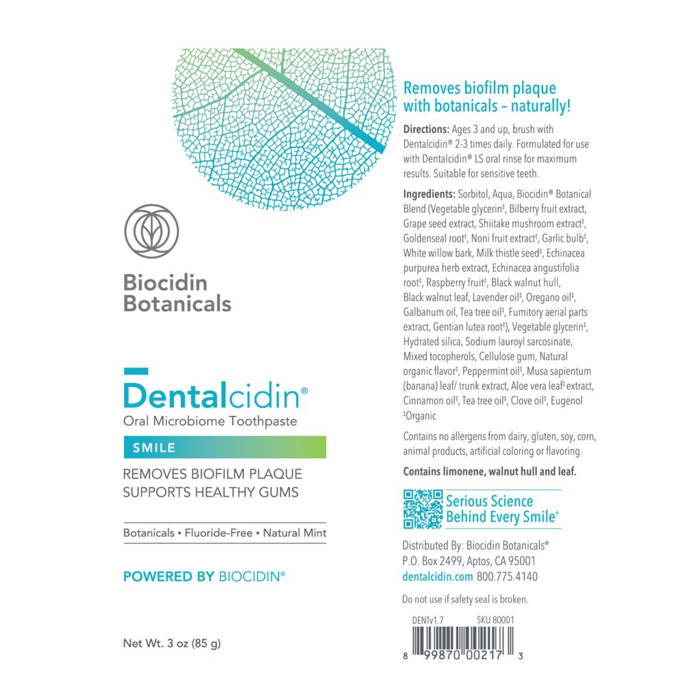Dentalcidin Oral Microbiome Toothpaste with Biocidin