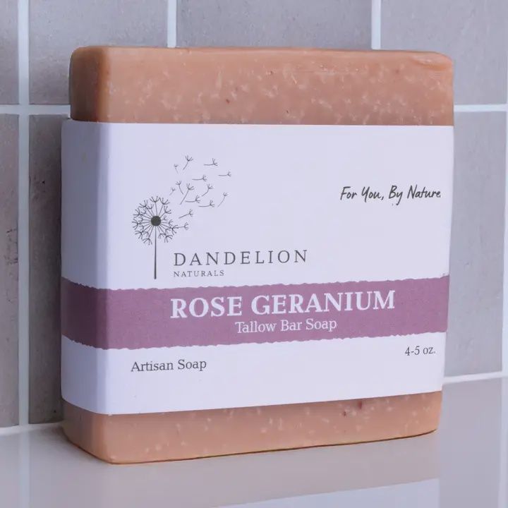 Rose Geranium Tallow Bar Soap | Tallow Skin Care | Bar Soap