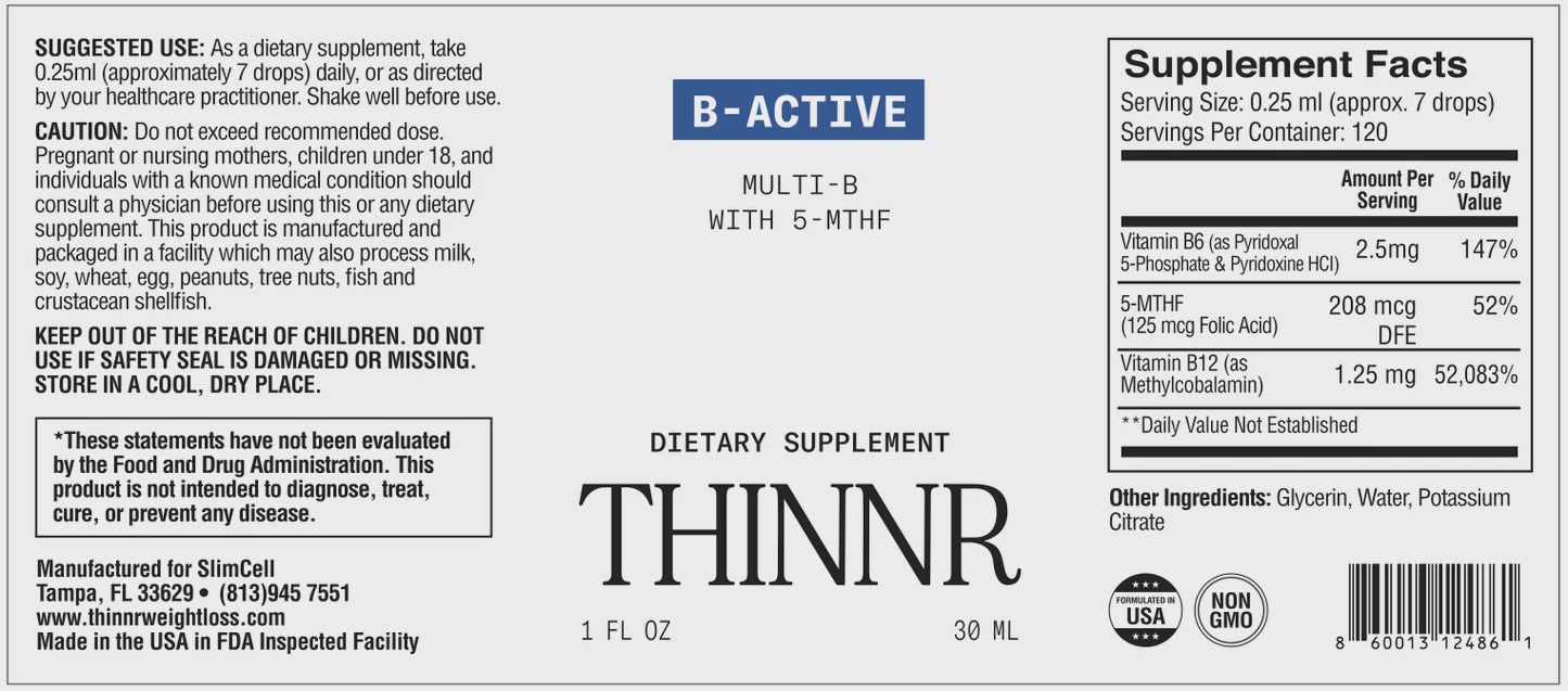 Thinnr B-Active - Advanced B-Complex With 5-MTHF!