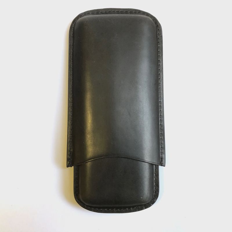 3 CORONA CIGAR CASE - BLACK LEATHER