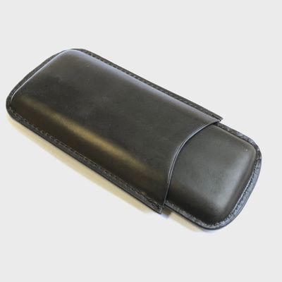 3 CORONA CIGAR CASE - BLACK LEATHER