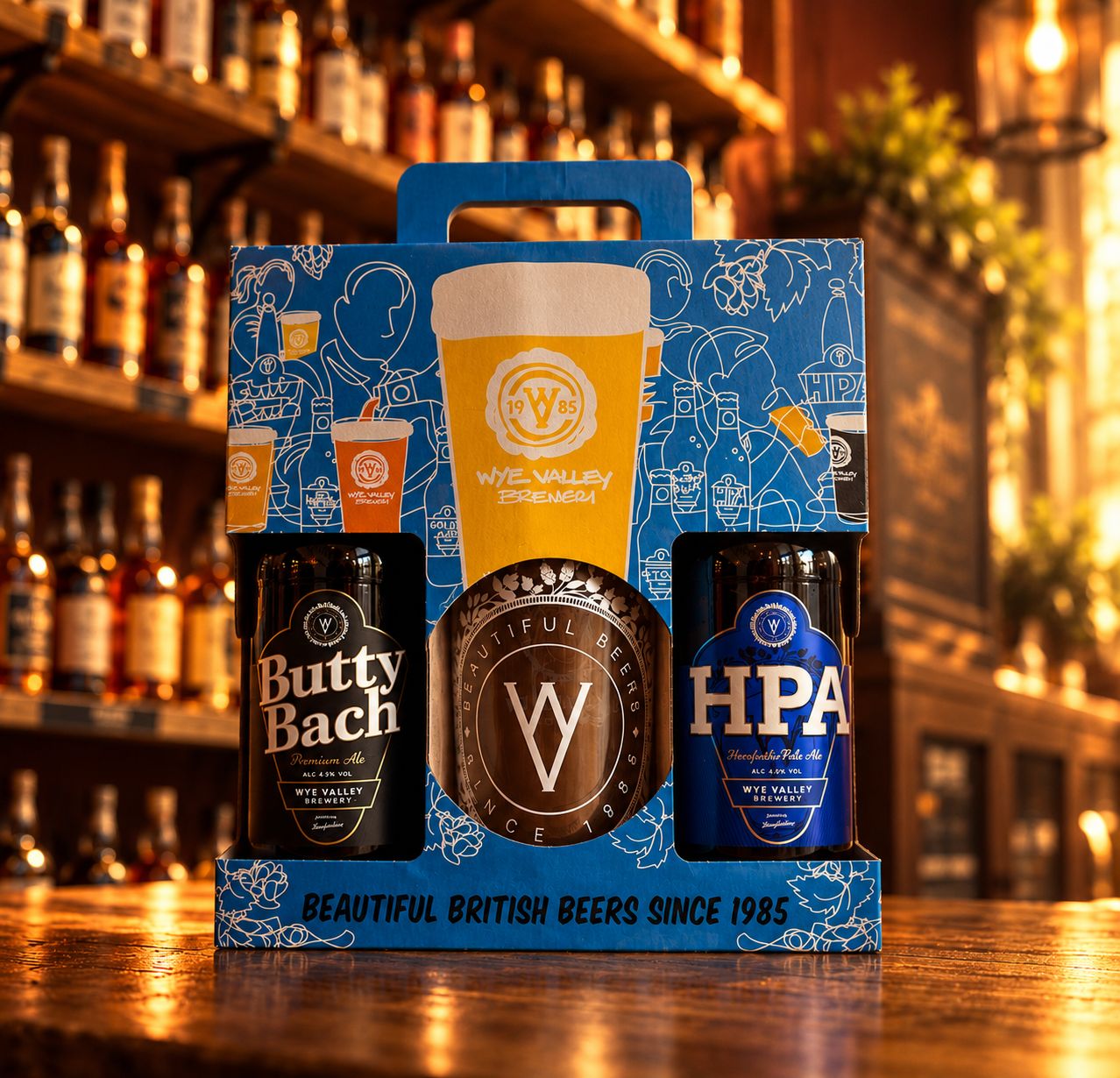 WYE VALLEY BREWERY 2 BOTTLE &amp; GLASS GIFT BOX