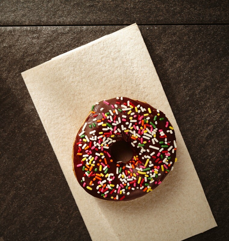 Yeast Donut, Chocolate Icing, Sprinkles (Single Donut)