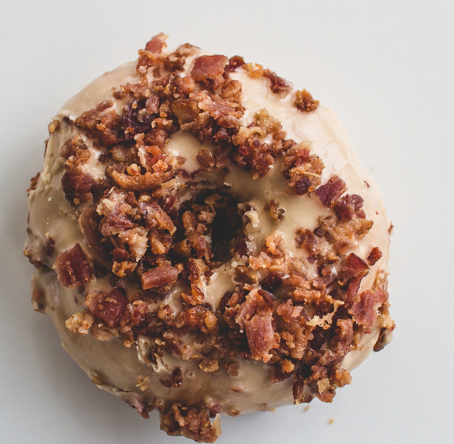 Yeast Donuts, Maple Icing Icing, Bacon Topping (Single Donut)