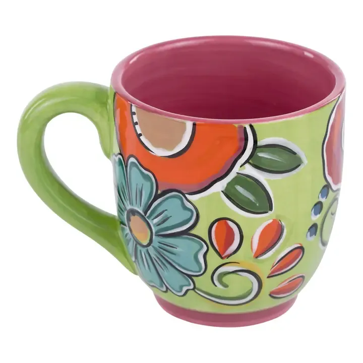 Green Floral Mug
