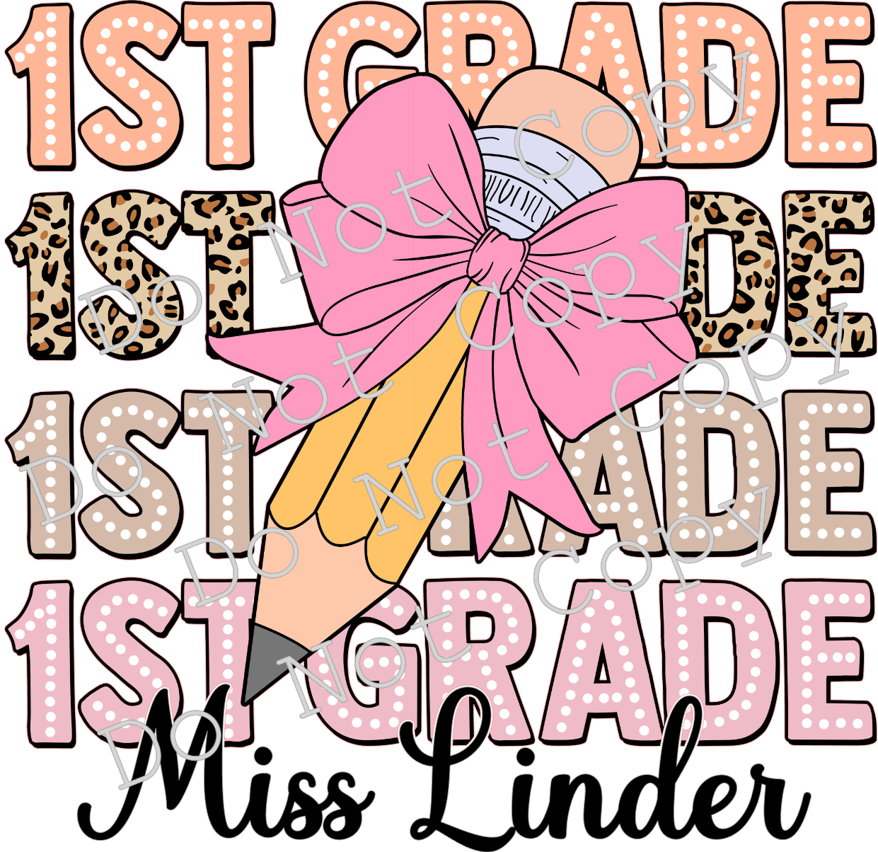 Teacher Pencil with Coquette Bow