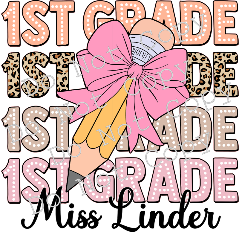 Teacher Pencil with Coquette Bow