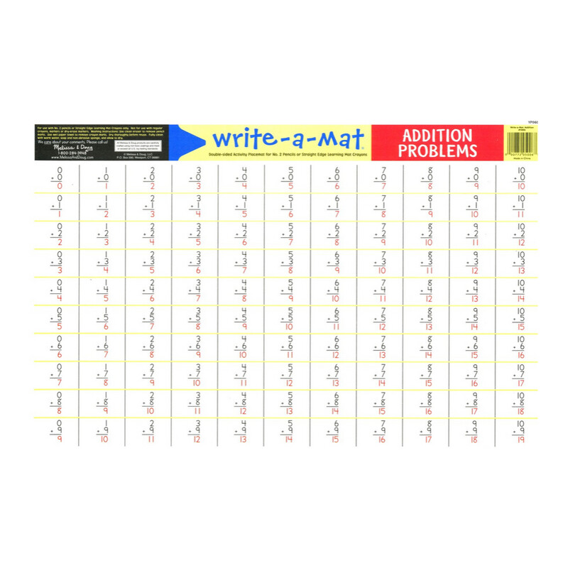 Addition Problems Write-A-Mat