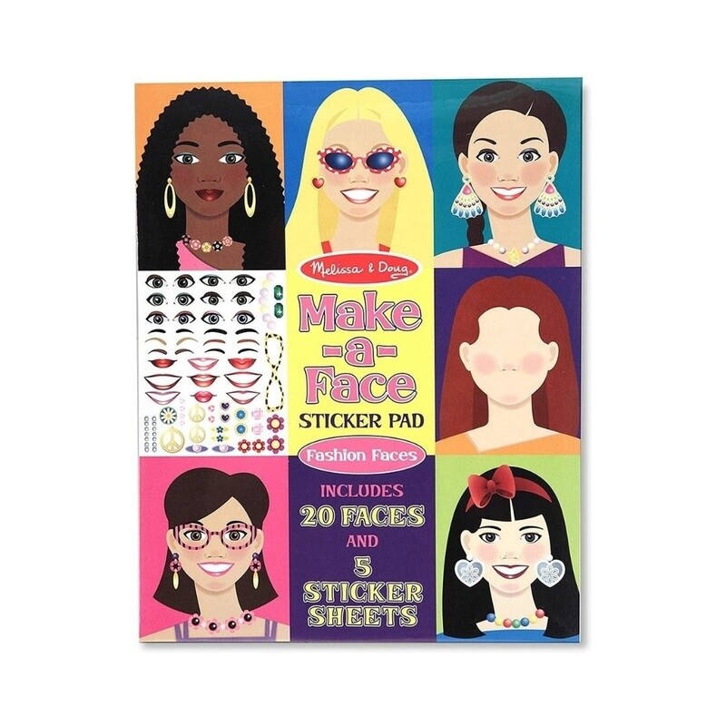 Make-a-Face Fashion Faces Sticker Pad