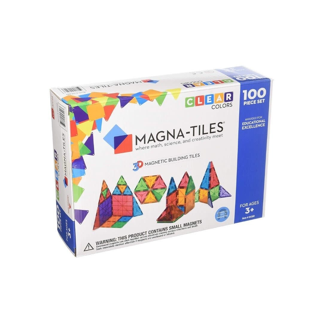 Magna-Tiles Clear Colors 100 Piece Set - size: 12 x 3 x 9 inches