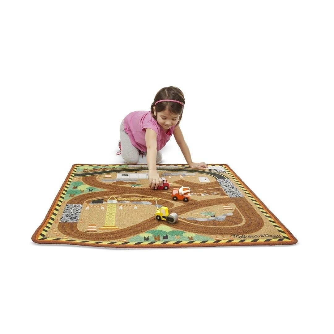 Round the Construction Zone Work Site Rug