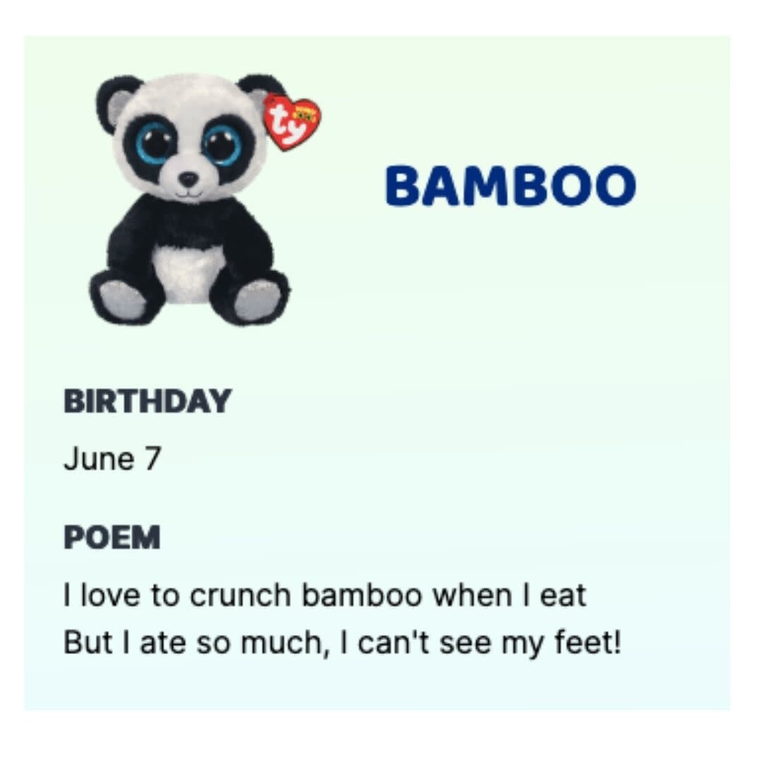 BAMBOO Beanie Boos Med