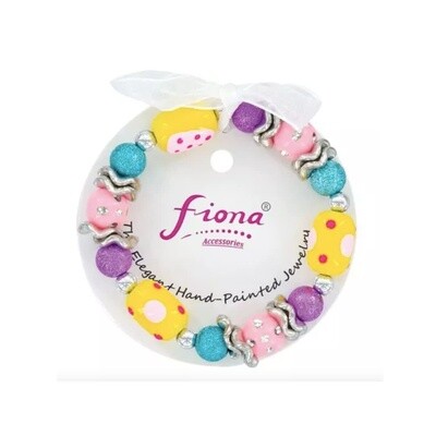 Painted Glass Bead Stretch Bracelet - Easter