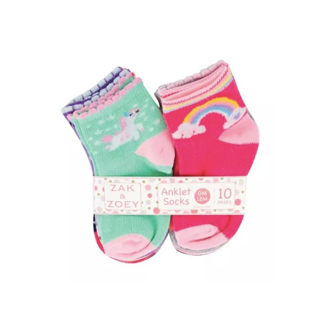 10-Pair Baby Ankle Socks - Girl
