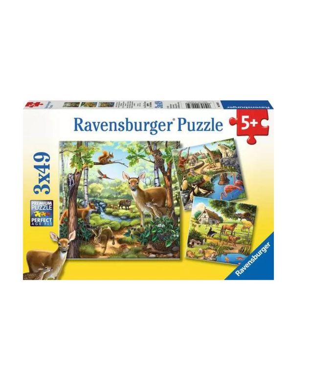 Forest/Zoo/Domestic Anim. 3x49 Pc Puzzle
