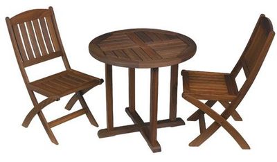 Round Cafe Dining Table & Classic Folding Chair Set