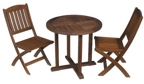 Round Cafe Dining Table & Classic Folding Chair Set