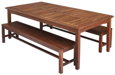 7 Foot Rectangular Table & Six Foot Backless Bench Set