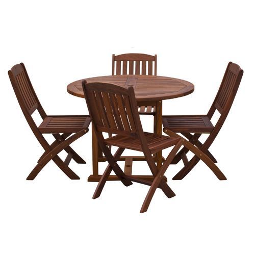 42inch Round Dining Table and Classic Folding Chair Set