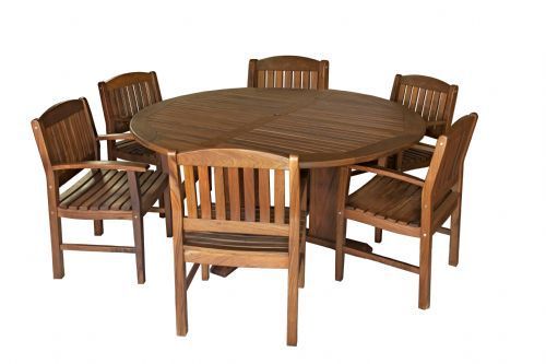 70 Inch Round Dining Table & Classic Armchair Set