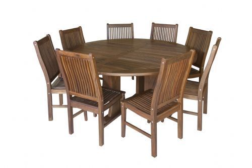 70 Inch Roung Dining Table & New Wave Side Chair Set