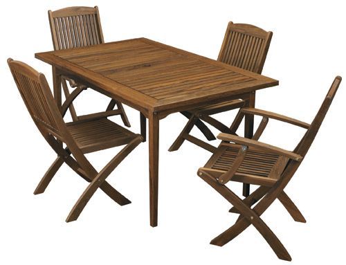5 Foot Rectangular Dining Table & New Wave Folding Chair Set