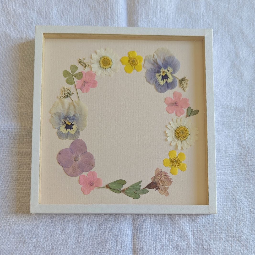 Violet Wreath – Original Pressed Botanical Artwork, Framed Violet Wreath – Original Pressed Botanical Artwork, Framed