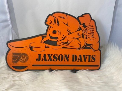 3D Wooden Skates, And Helmet Sign