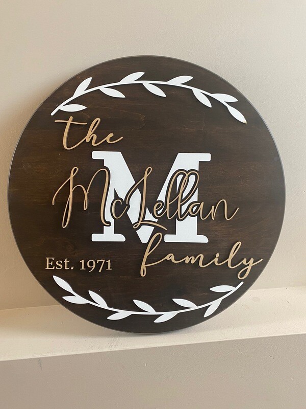 24 Inch Custom Round Wooden 3D Sign