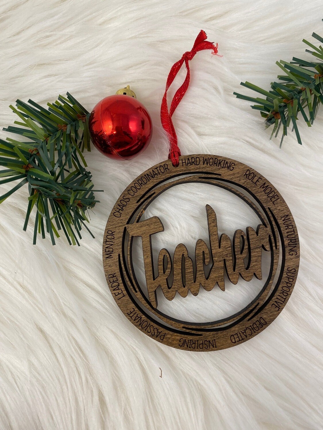 Wooden Teacher Ornament