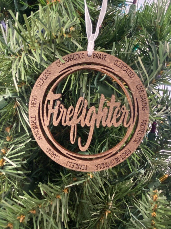 Wooden Firefighter Ornament