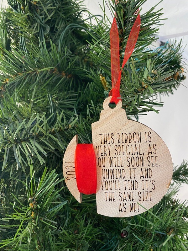 This Ribbon 3D Wooden Ornament