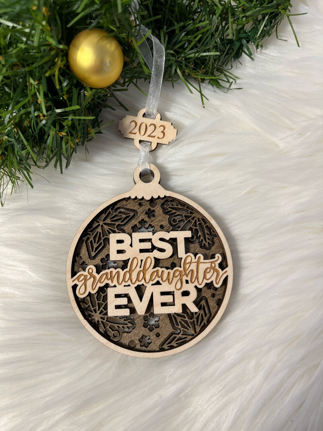 Best Granddaughter Ever 3D Wooden Circle Ornament