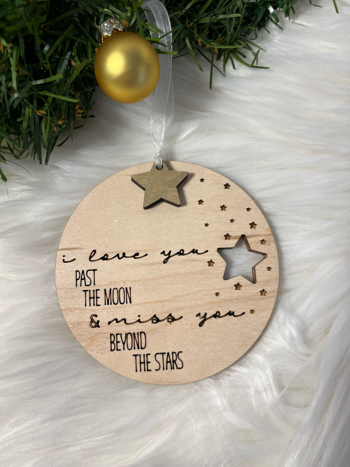 I Love You 3D Wooden Circle Ornament