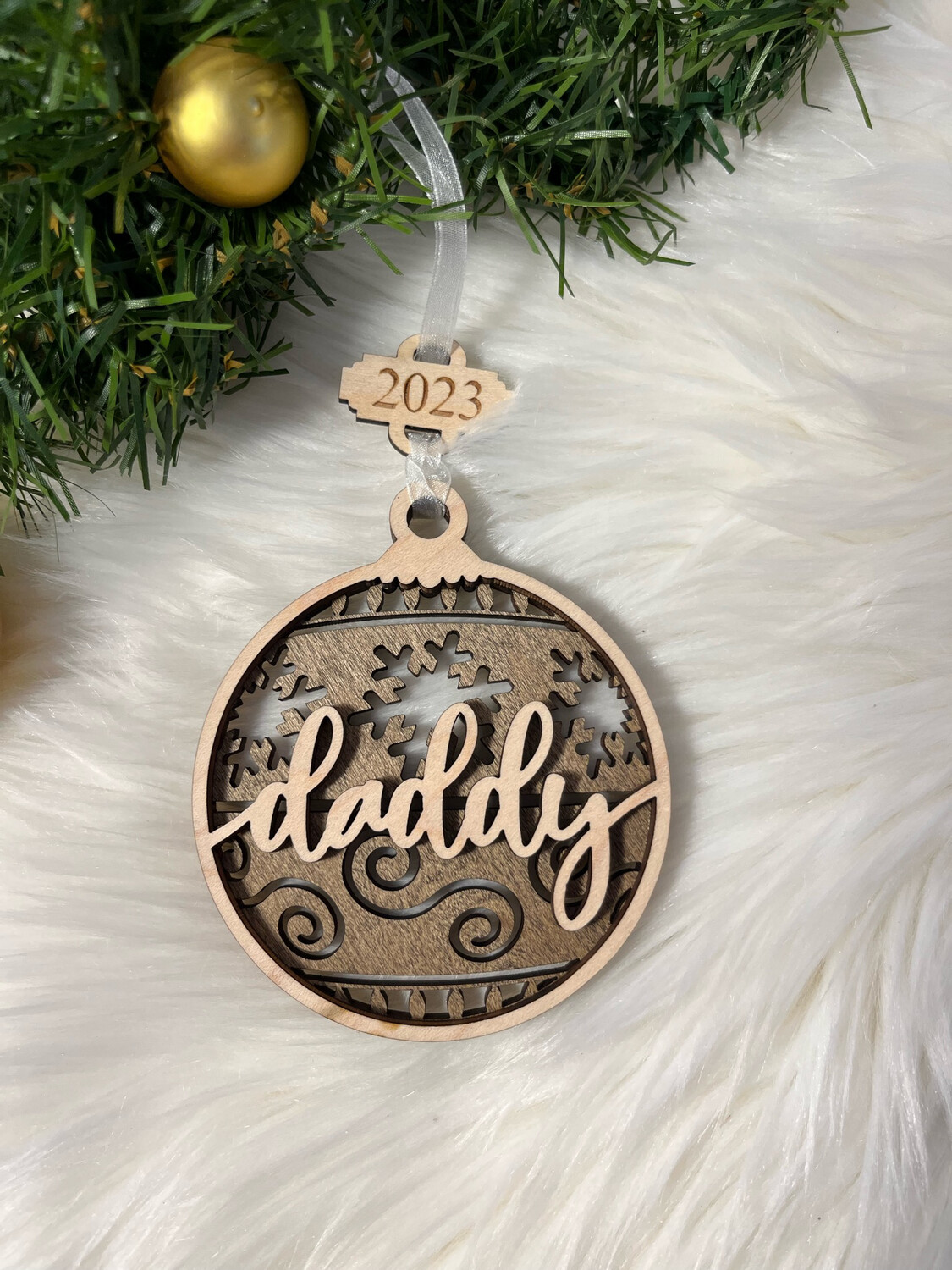 Daddy 3D Wooden Circle Ornament