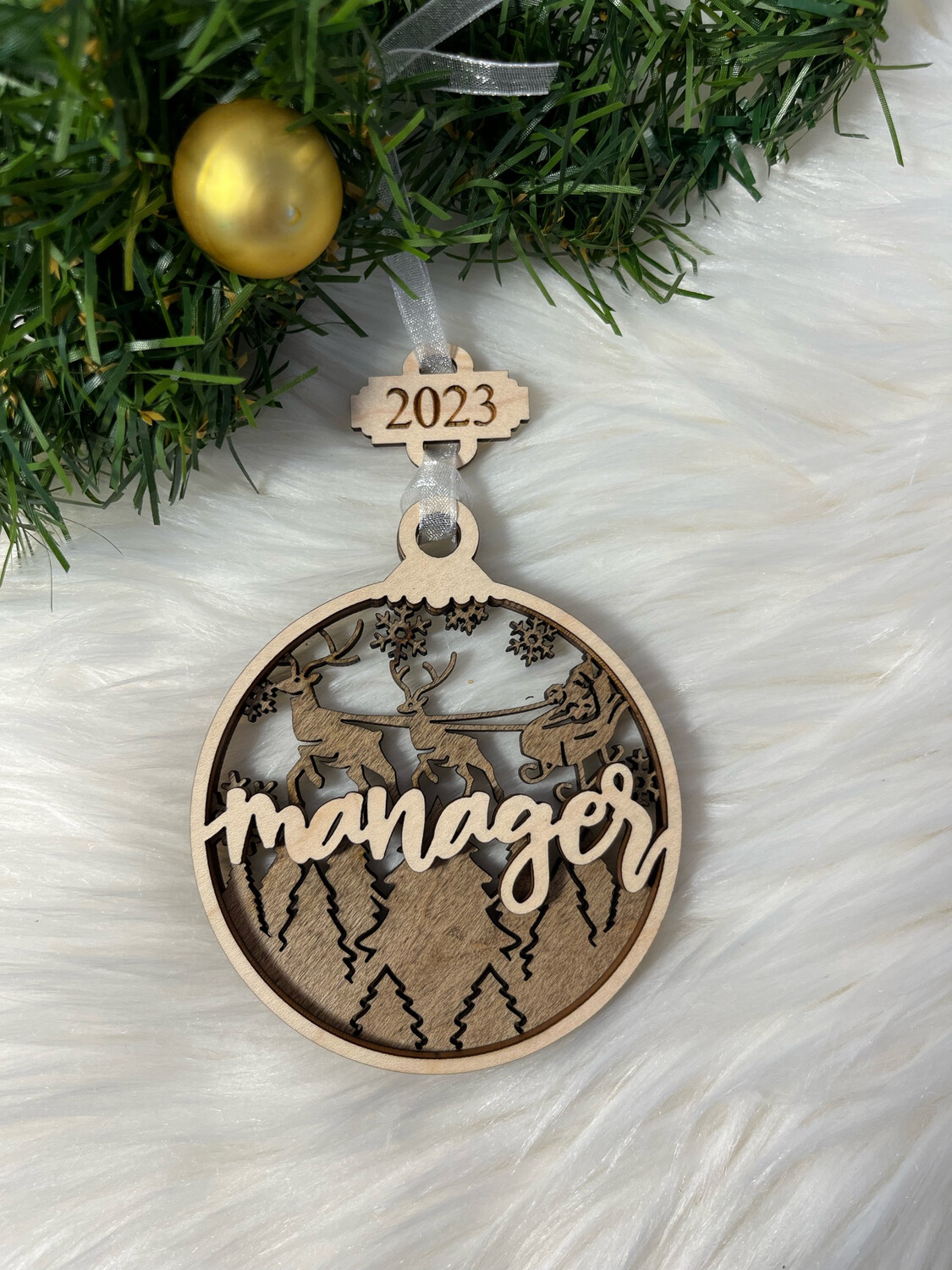 Manager 3D Wooden Circle Ornament