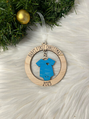 Baby’s First Christmas Onesie 3D Wooden Ornament