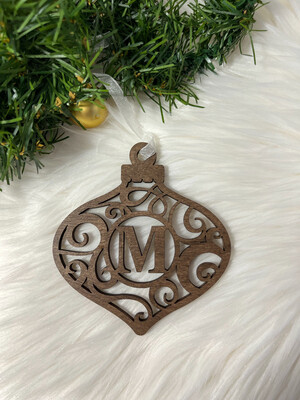 Initial Scrolled Wooden Ornament
