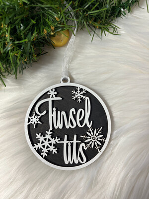 Tinsel Tits 3D Wooden Circle Ornament