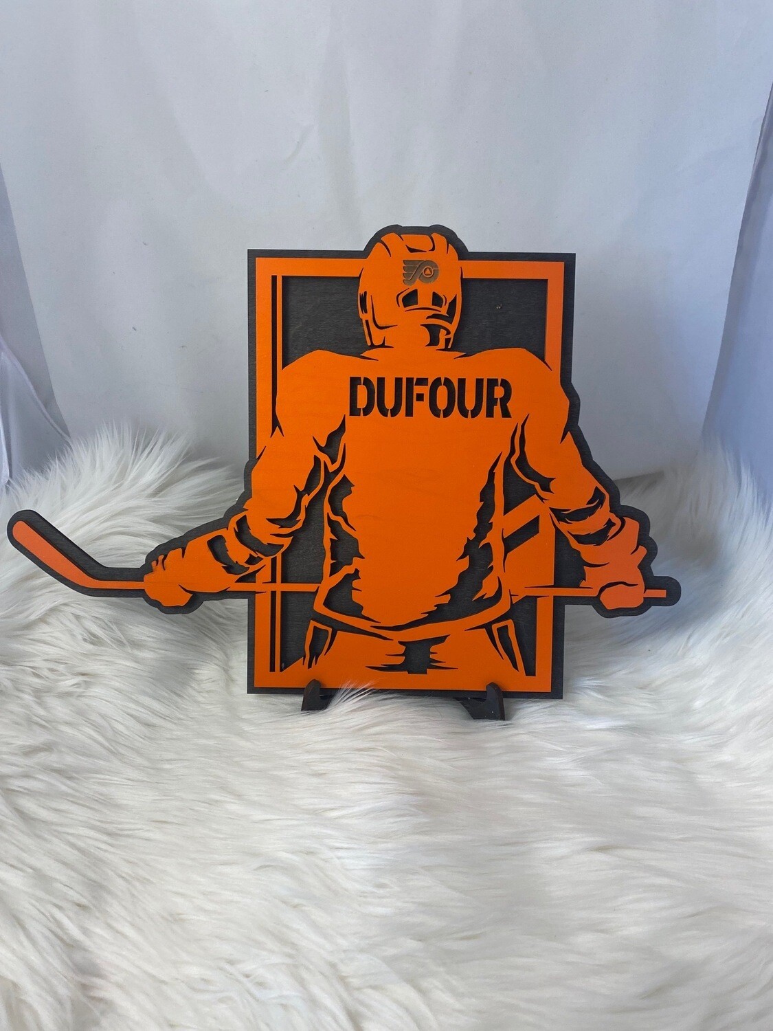 3D Wooden Hockey Players Back Sign